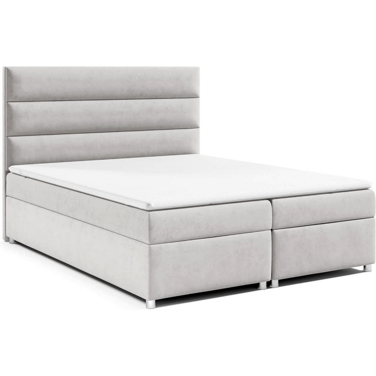 BOXBETT mit Bettkasten Trinity K-1 Bonellfederkern inkl. Topper - Silberfarben, Holz/Holzwerkstoff (160/200cm) - Best For Home