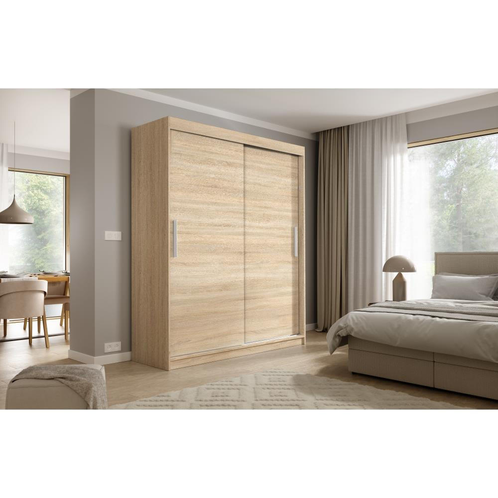 SCHWEBETÜRENSCHRANK Katrina eiche Sonoma 200/215,5/59 cm 2-türig - Sonoma Eiche, Holzwerkstoff (200/215.5/59cm) - Beautysofa