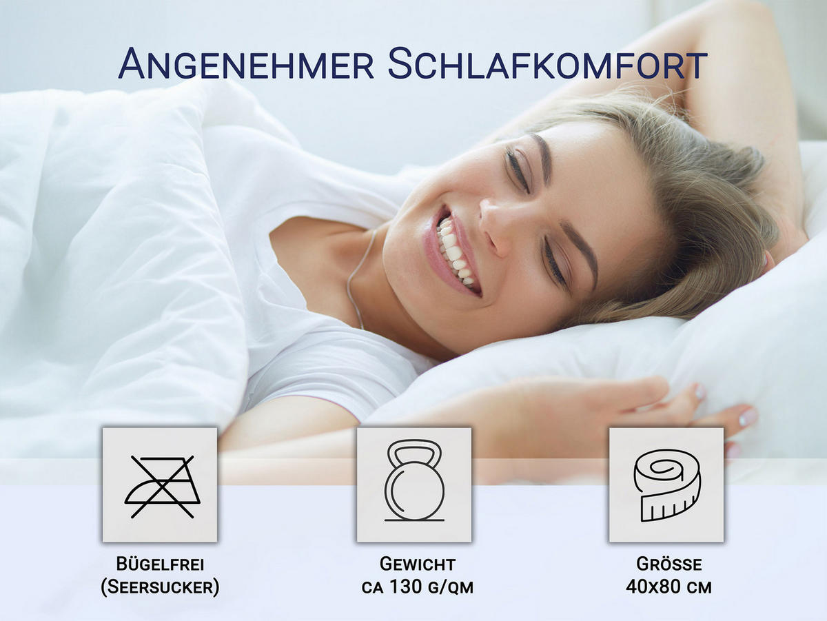 KISSENBEZUG, 2er-Set, 40x80 cm, 100% Baumwolle, Weiß - Weiß, Textil (40/80cm) - Zollner