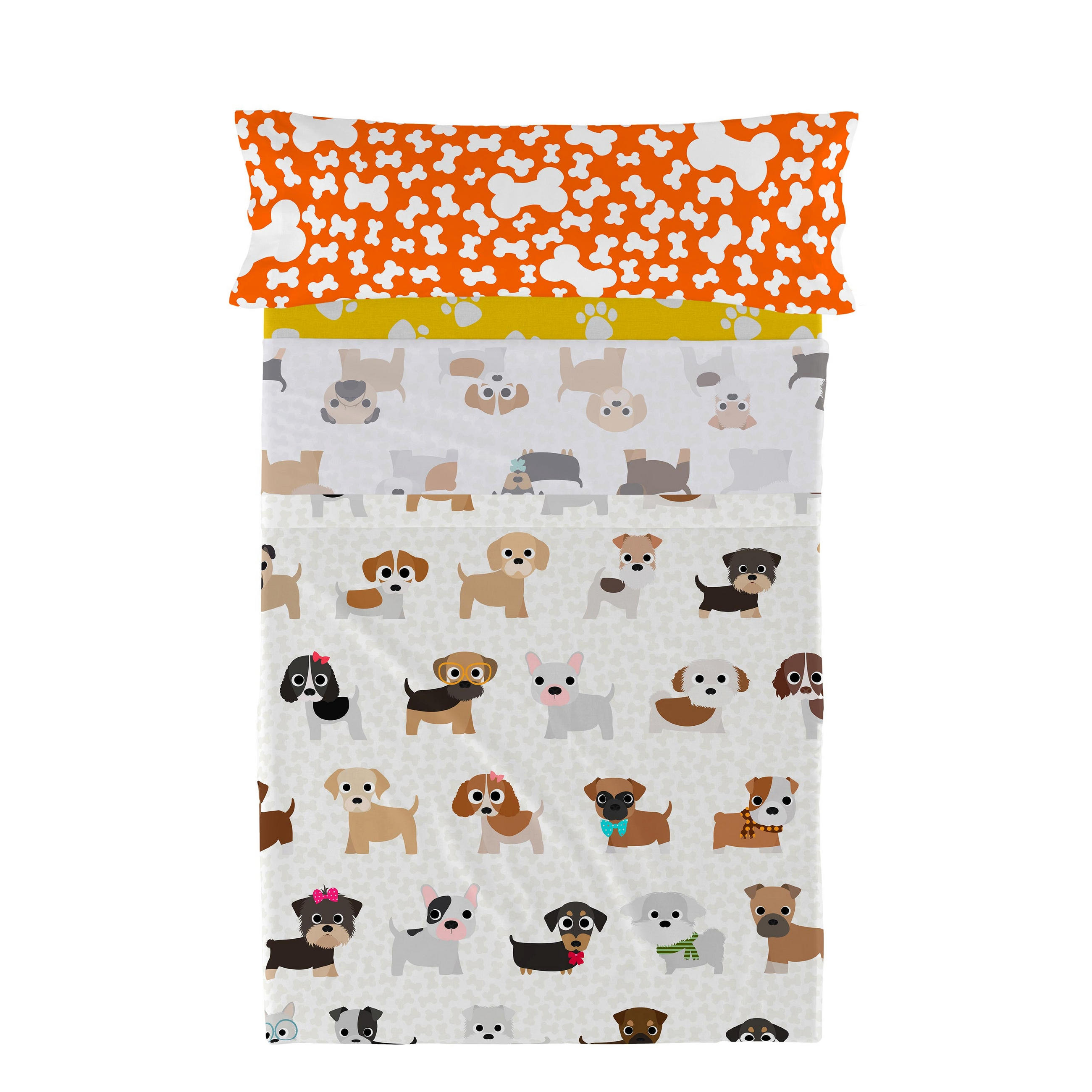BETTWÄSCHE 2er-Set teiliges dogs 180x270 cm mehrfarbig - Multicolor, Textil (180/270cm) - Happy Friday