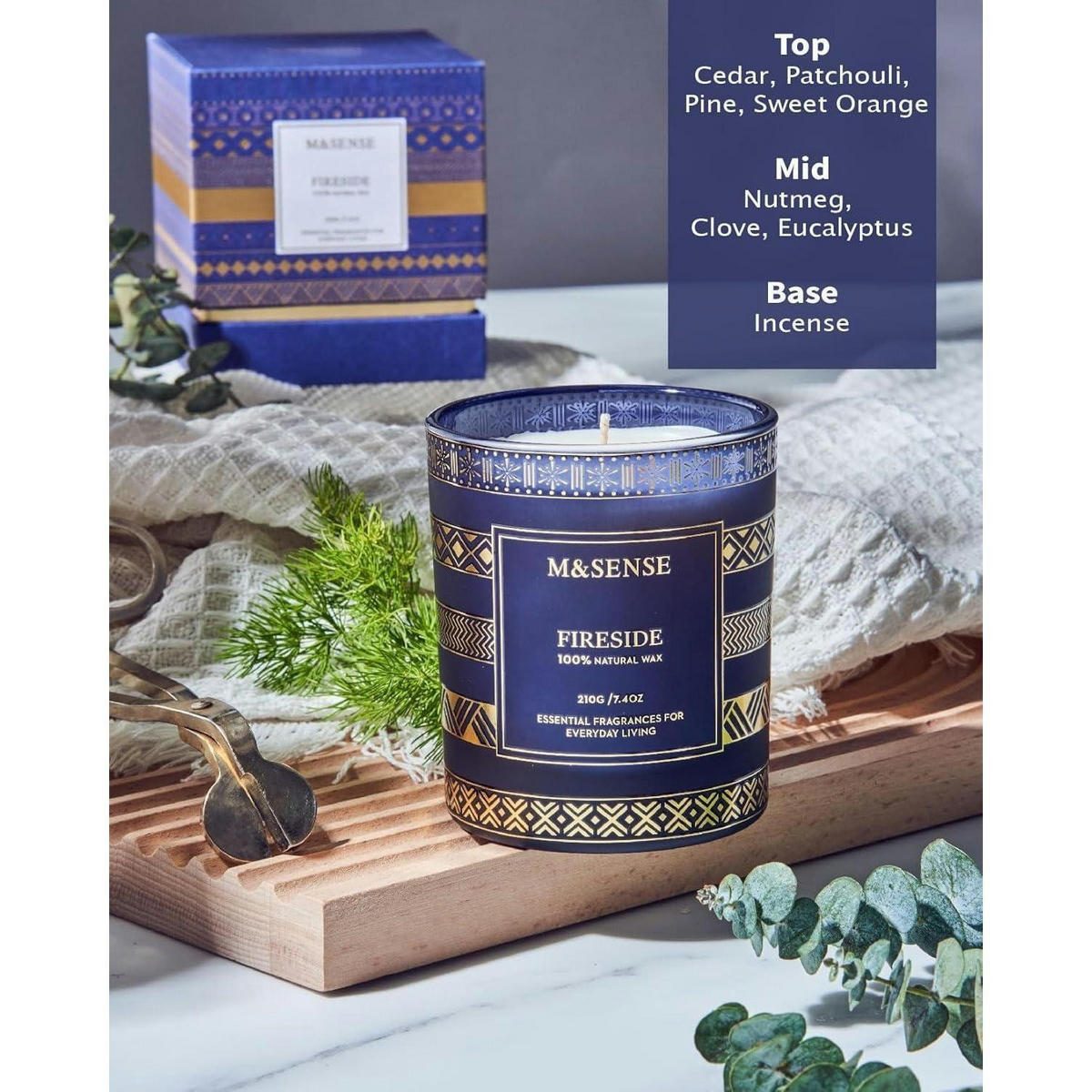 DUFTKERZE Fireside Sojawachs Blau 210g - Blau, Paraffin (9.5cm)