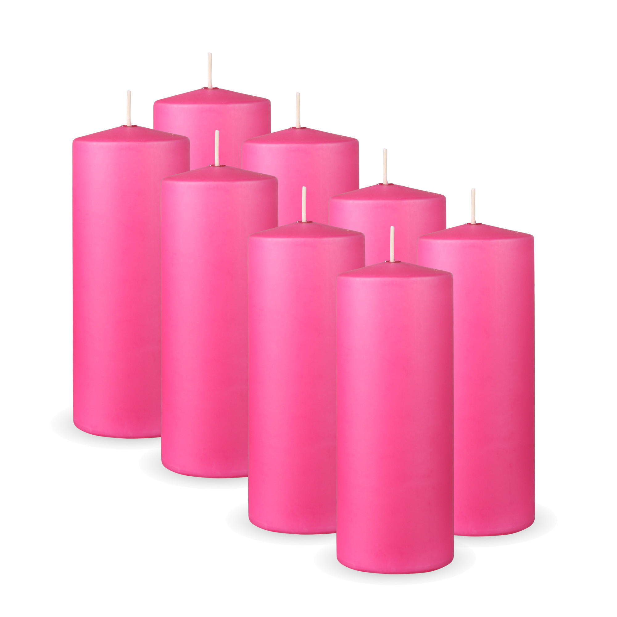 STUMPENKERZEN 8er Pack "Rosa", Größe Ø7cm x Höhe: 16 cm - Rosa, Naturmaterialien (7/16cm) - Bestlivings