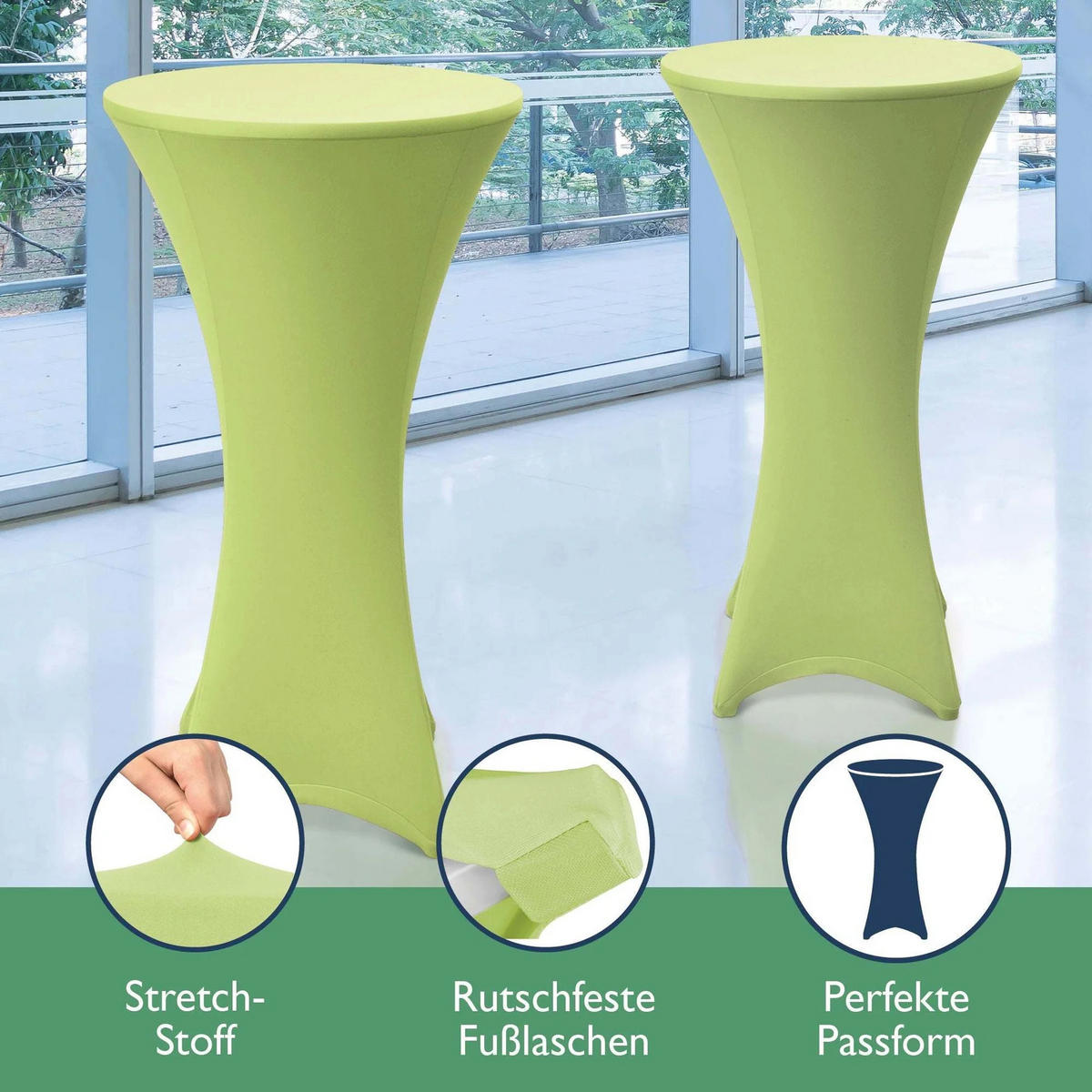 STEHTISCHHUSSE Stella Ø 80cm Hellgrün (2tlg) - Hellgrün, Textil (800/120cm) - Beautissu 