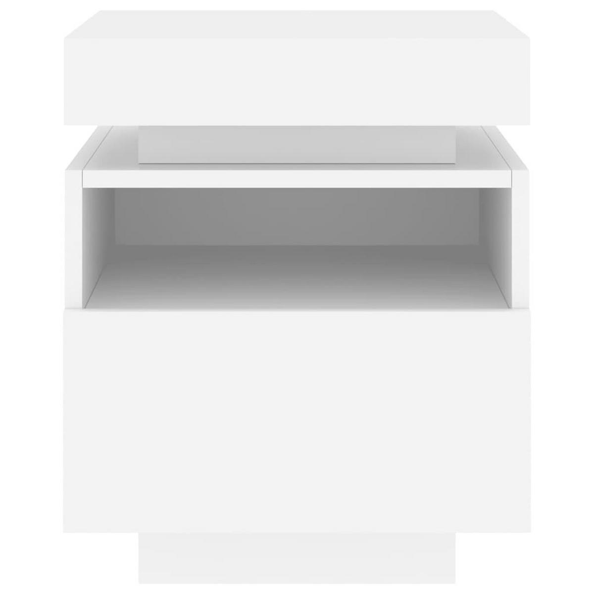 NACHTTISCH mit Led-Leuchten 40/39/48,5 cm in Weiß - Weiß, Holz (40/48.5/39cm) - vidaXL