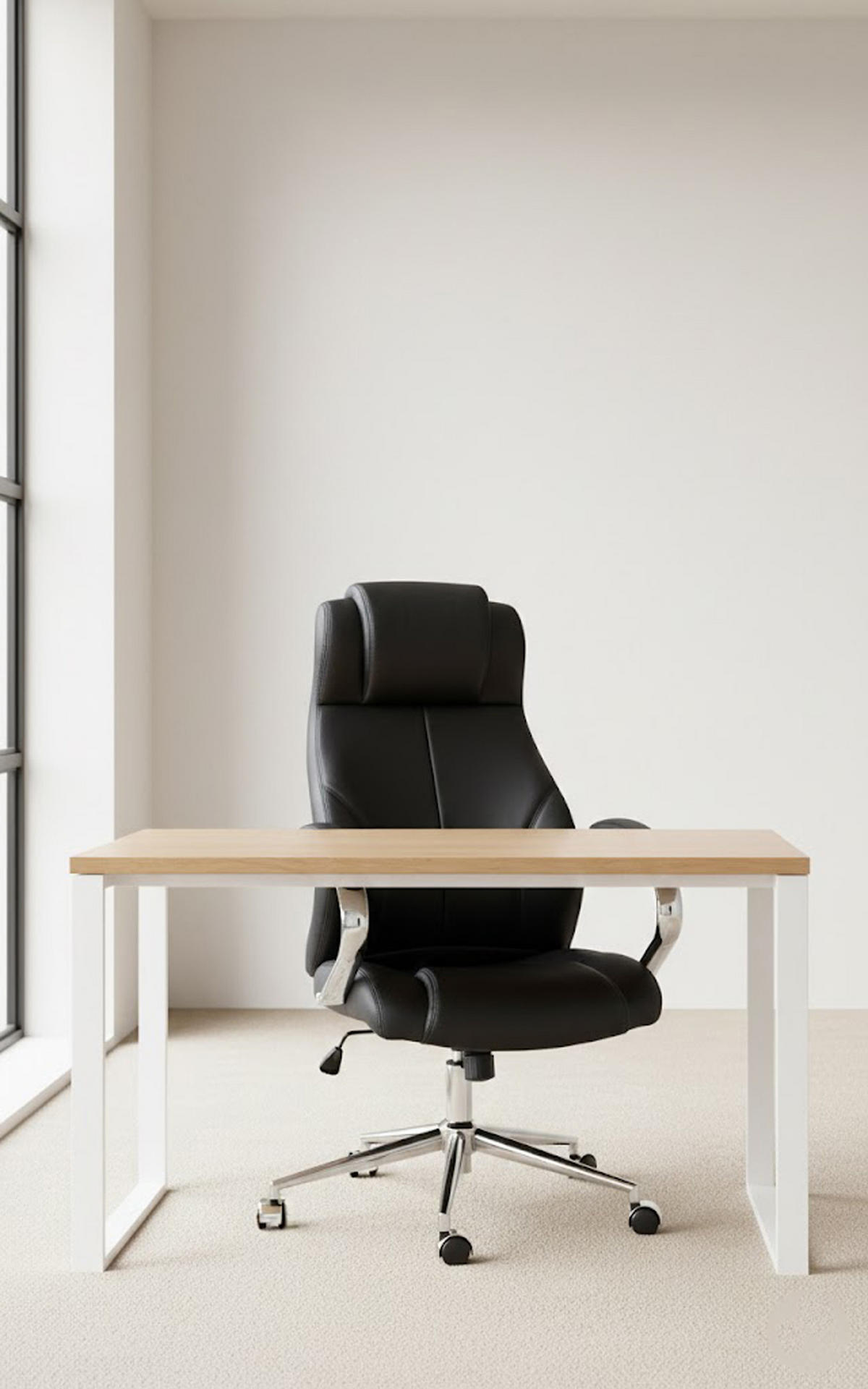 BÜROSTUHL Kyron Echtleder schwarz - Chromfarben/Schwarz, Leder/Metall (64/130/79cm) - TPFLiving