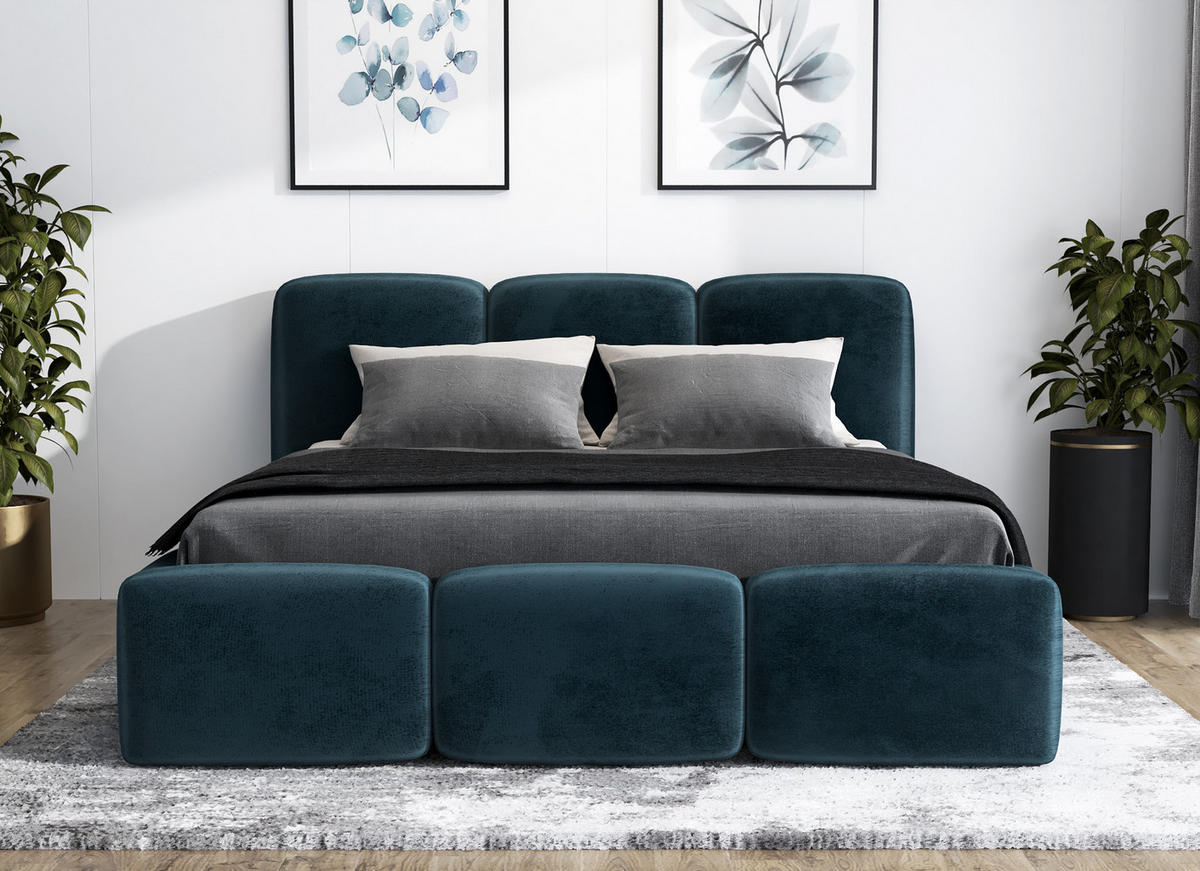 POLSTERBETT STAR 160x200 Blau - Blau, Textil (160/200cm) - A&J MöbelLand