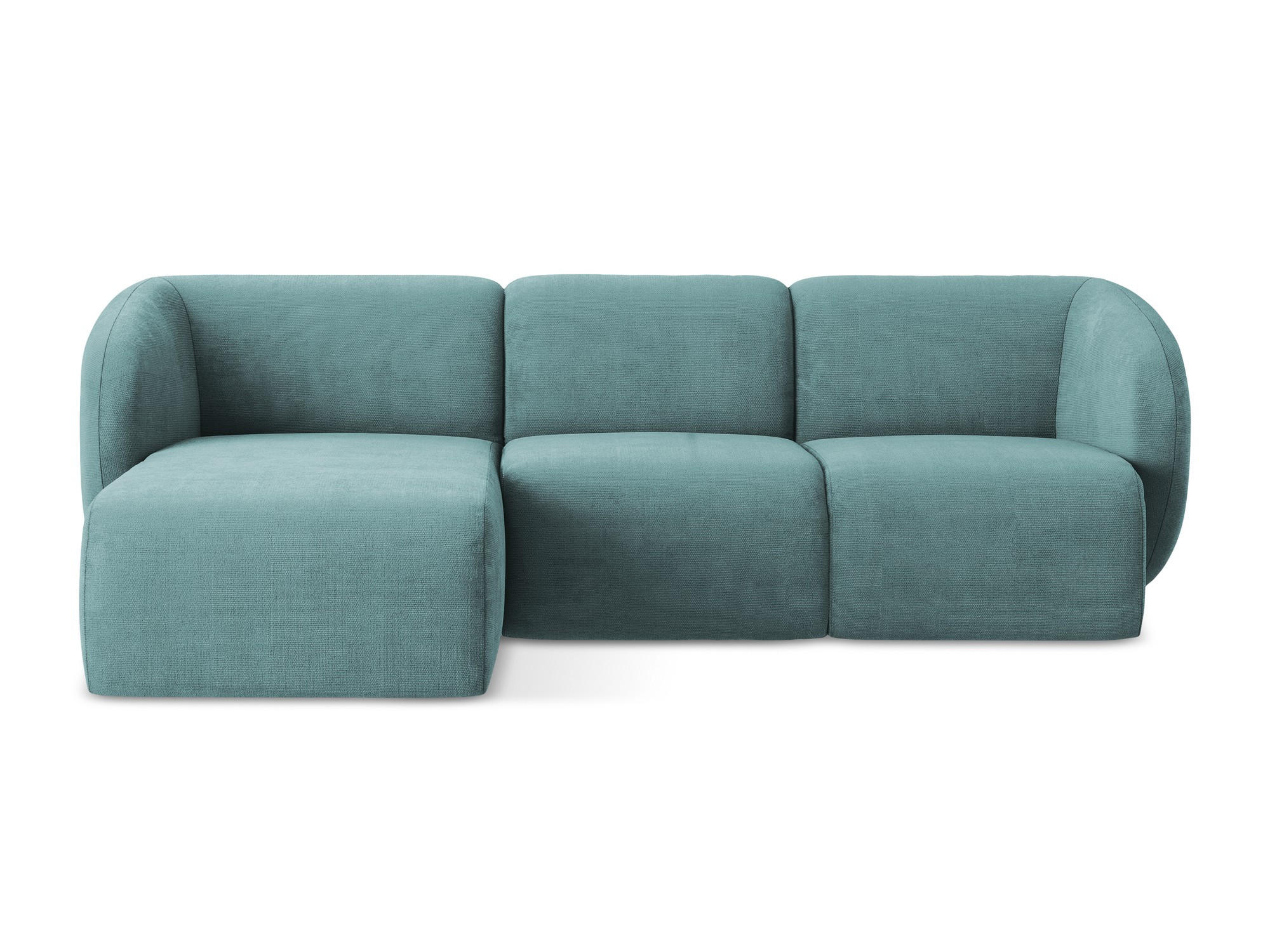 ECKSOFA Links Chenille Stoff Blau - Blaugrau/Schwarz, Holzwerkstoff/Kunststoff (248/166cm) - Makamii