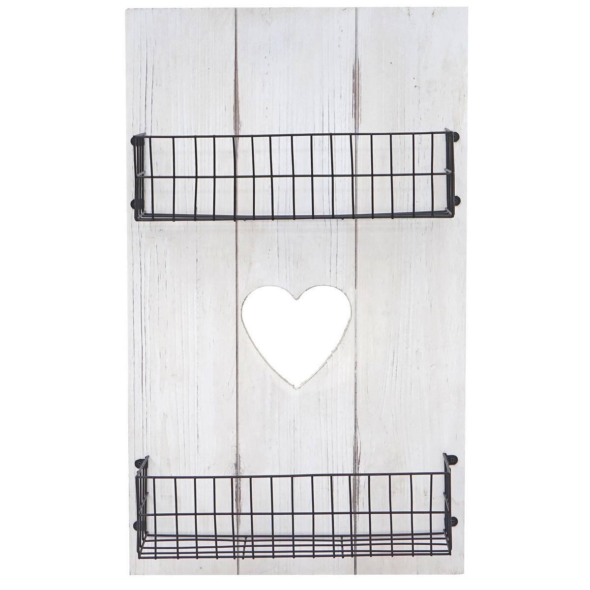 WANDREGAL MASSIVHOLZ SHABBY Weiß, Schwarz - Schwarz/Weiß, Holz (40/70/10cm) - MCW