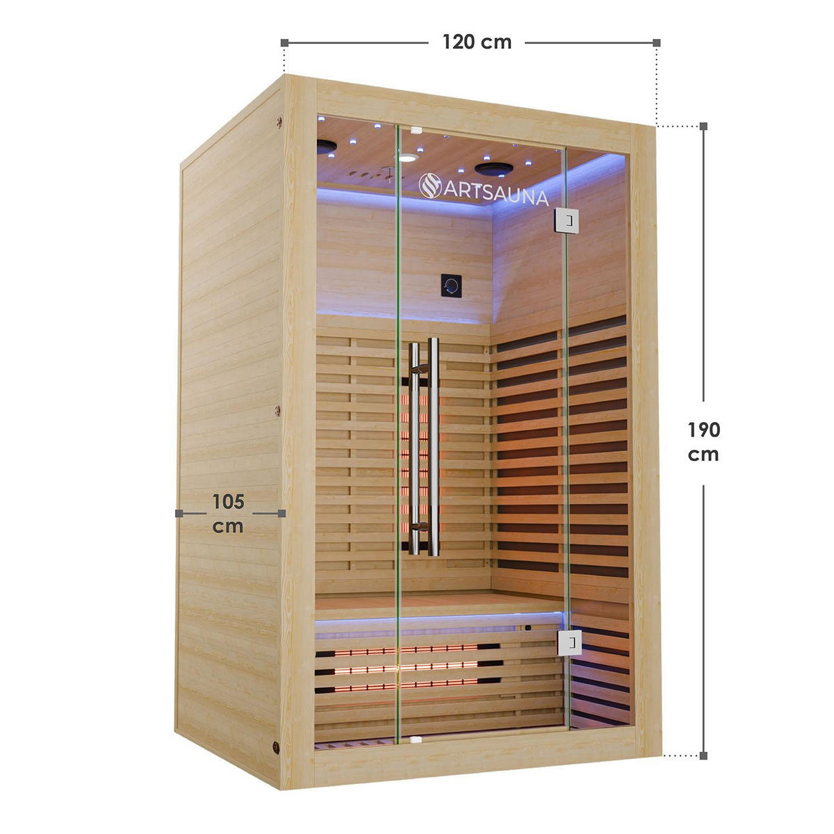 INFRAROTKABINE Trondheim120 natur mit Dual-Technologie & Hemlockholz - Naturfarben, Holz (105/190/120cm) - Artsauna