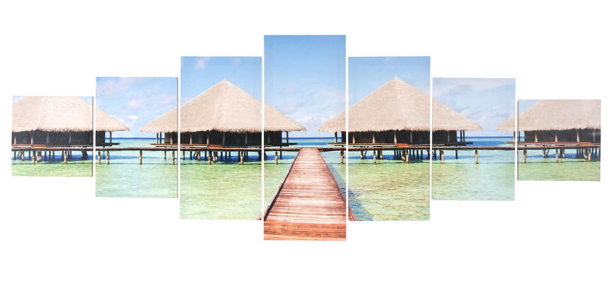 LEINWANDBILD XL BEACH 7-TLG. Multicolor - Multicolor, Holz (245/87cm) - Jamb