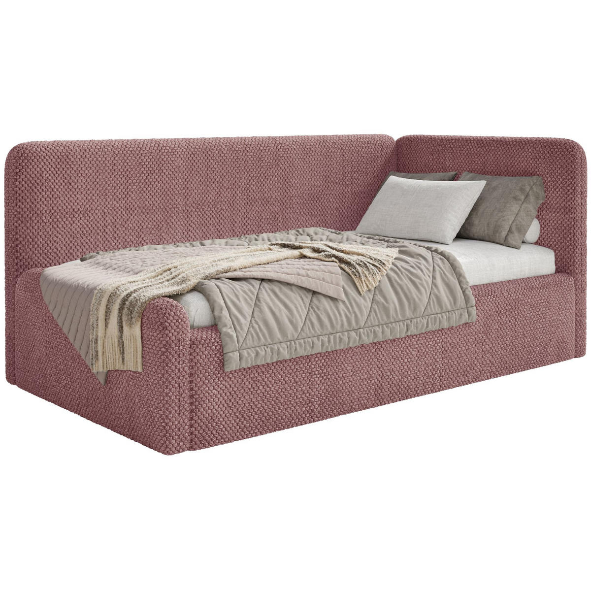 KINDERBETT Fanko Samt Rosa 90x200 cm - Pink/Schwarz, Kunststoff/Textil (90/200cm) - Selsey