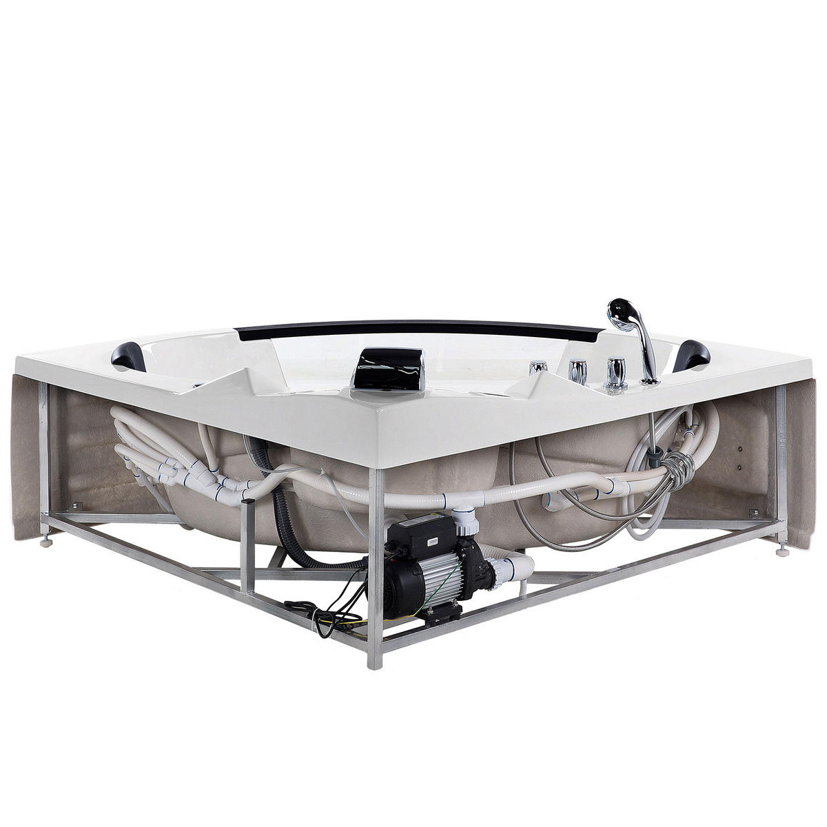 WHIRLPOOL BADEWANNE mit LED 155x214x60 cm weiß Martinica - Weiß, Kunststoff (155/60/214cm) - Beliani