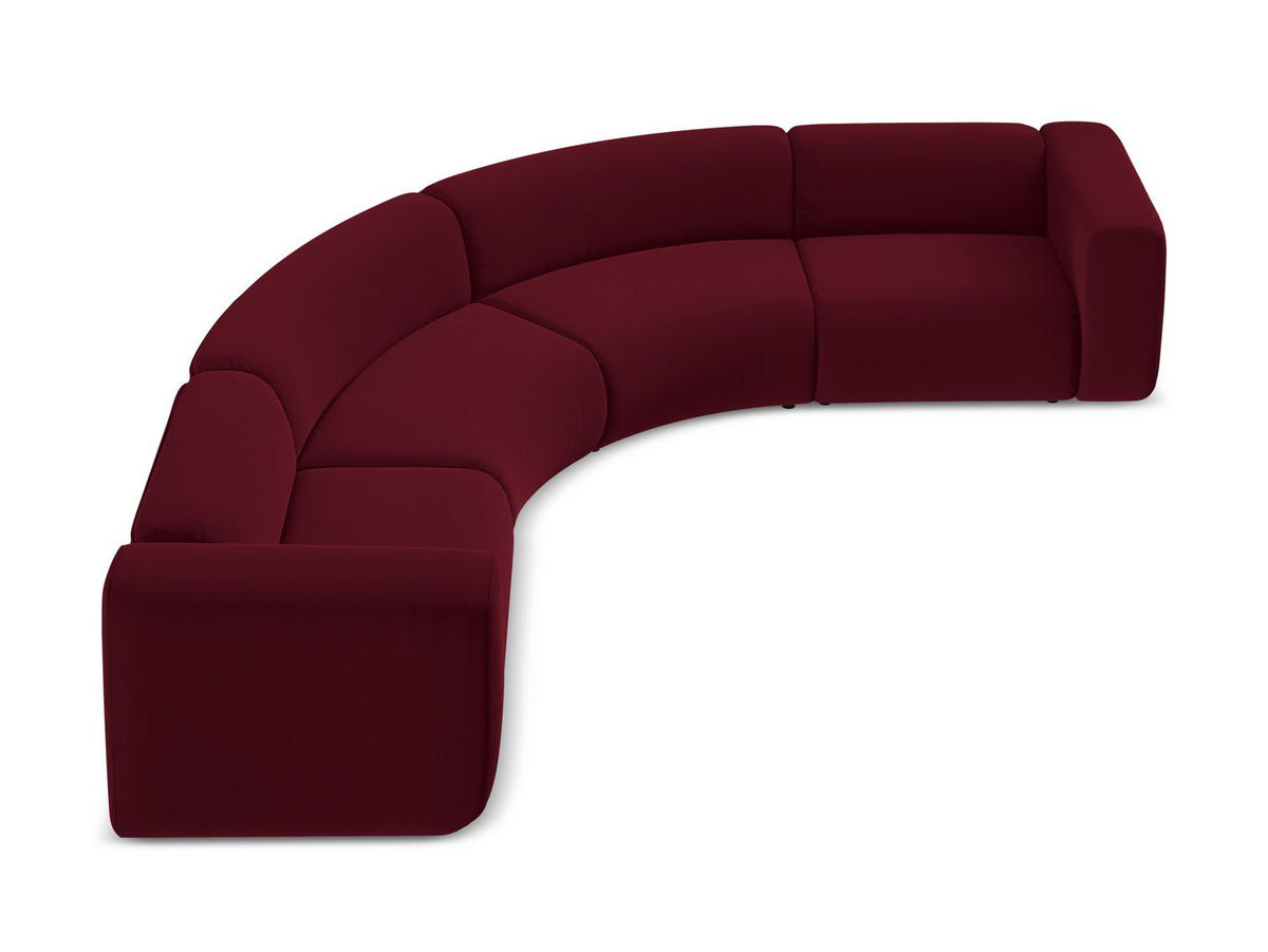 ECKSOFA Samt Stoff Rot - Bordeaux/Rot, Kunststoff/Textil (318/318cm) - Makamii