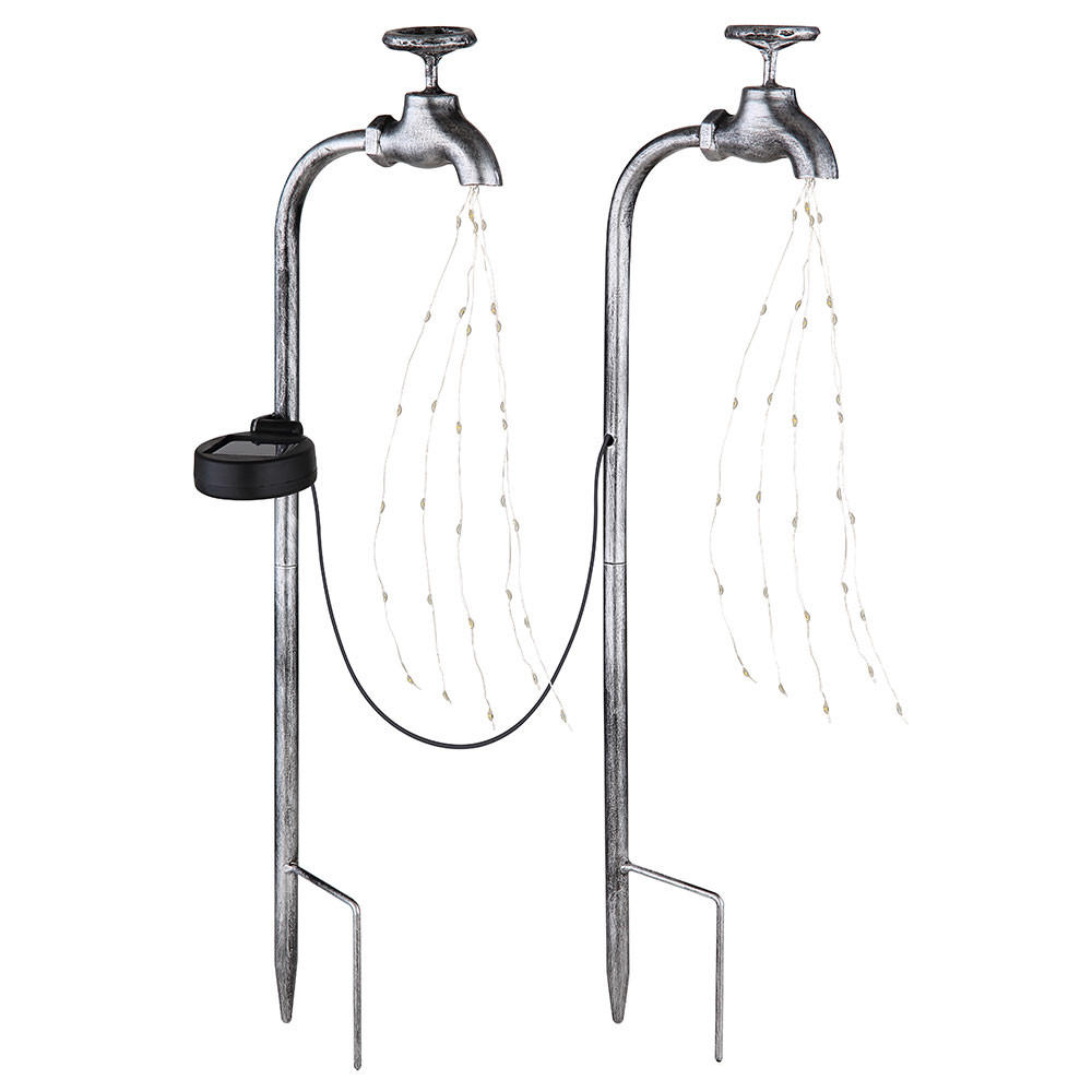 LED AUSSENLEUCHTE Solarleuchte Silber - Silberfarben, Metall (13/4.5/53cm) - Globo Lighting