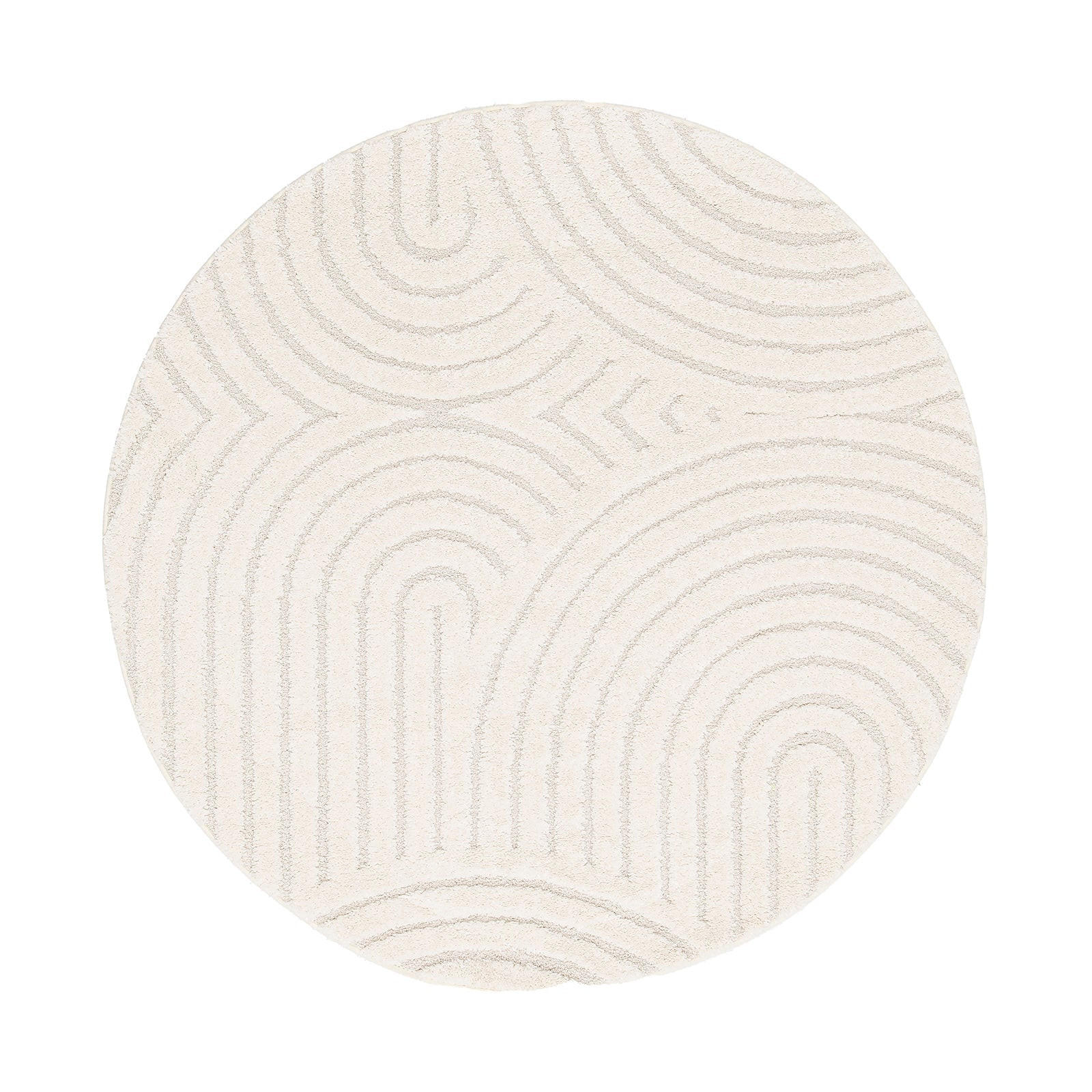 RUNDER Design Teppich mit Reliefeffekt elfenbein weiss - Weiß, Textil (120/120cm) - AFK Living