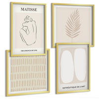 BILDER SET 4er Set - 50x50 cm & 40x60 cm Goldrahmen - Linien, Formen, Beige, Weiß - Goldfarben, Kunststoff (50/50cm) - TULUP