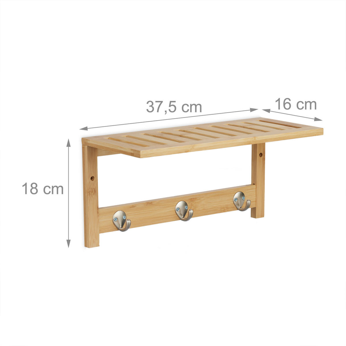 WANDREGAL - Hellbraun, Holz/Metall (37.5/18/16cm) - Relaxdays