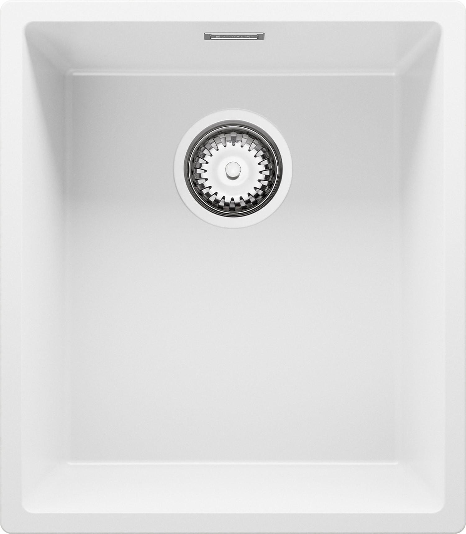SPÜLBECKEN London Slim, 2-er set Weiß 41/47 cm 1 Becken + Ablauf-Set ab 45er Unterschrank - Chromfarben/Weiß, Kunststoff (41/20/47cm) - Primagran
