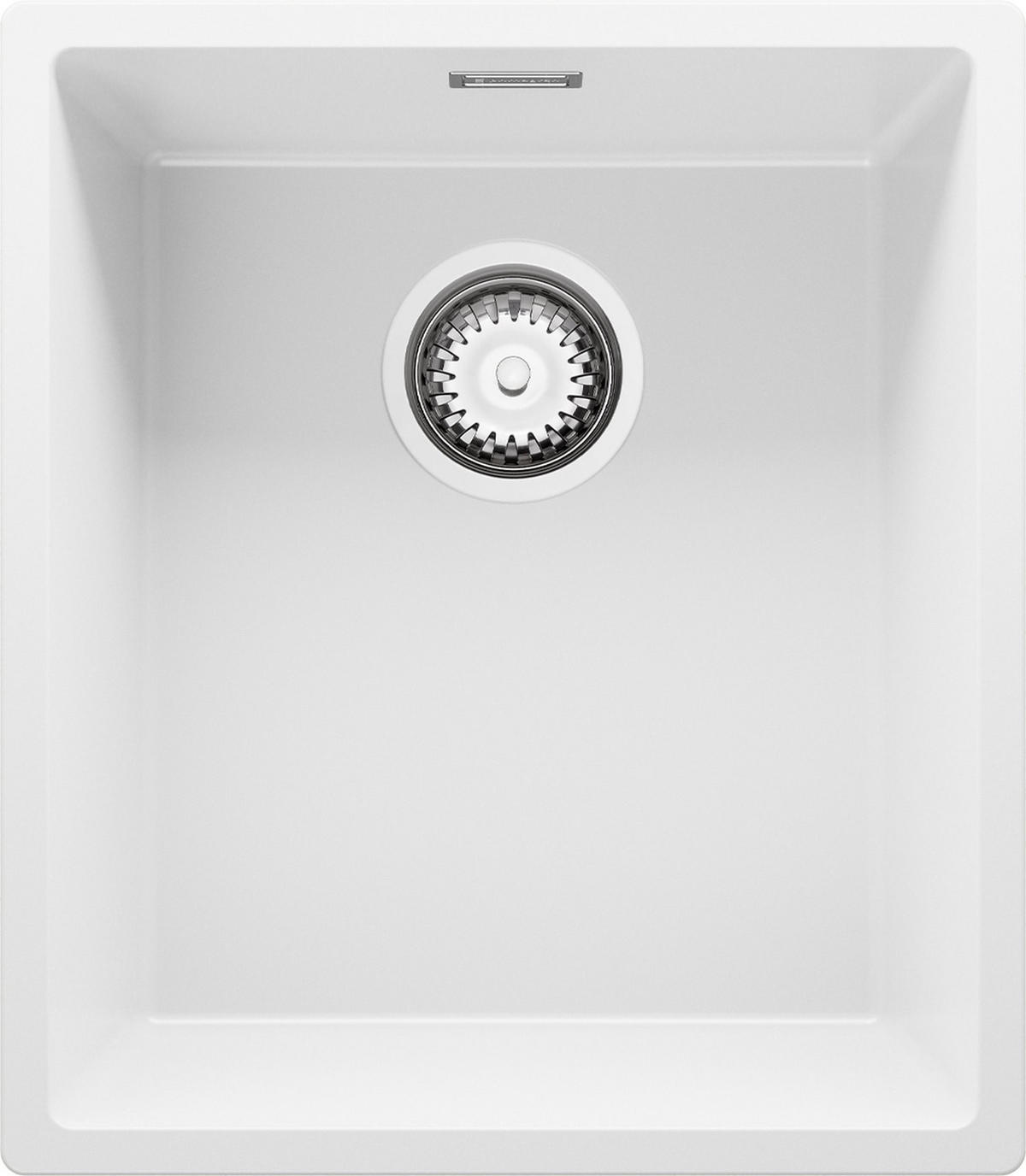 UNTERBAUSPÜLE GRANIT London, 2-er set Weiß 41/47 cm 1 Becken + Ablauf-Set ab 45er Unterschrank - Chromfarben/Weiß, Kunststoff (41/20/47cm) - Primagran