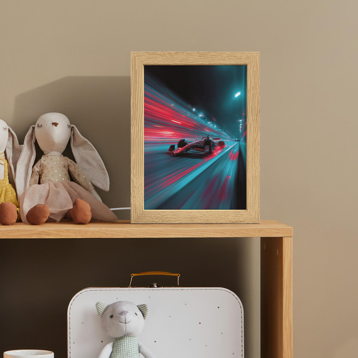 NACHTTISCHLAMPE Rennwagen - Rot - Geschwindigkeit 15x20 cm - Türkis, Holzwerkstoff (8/15/20cm)