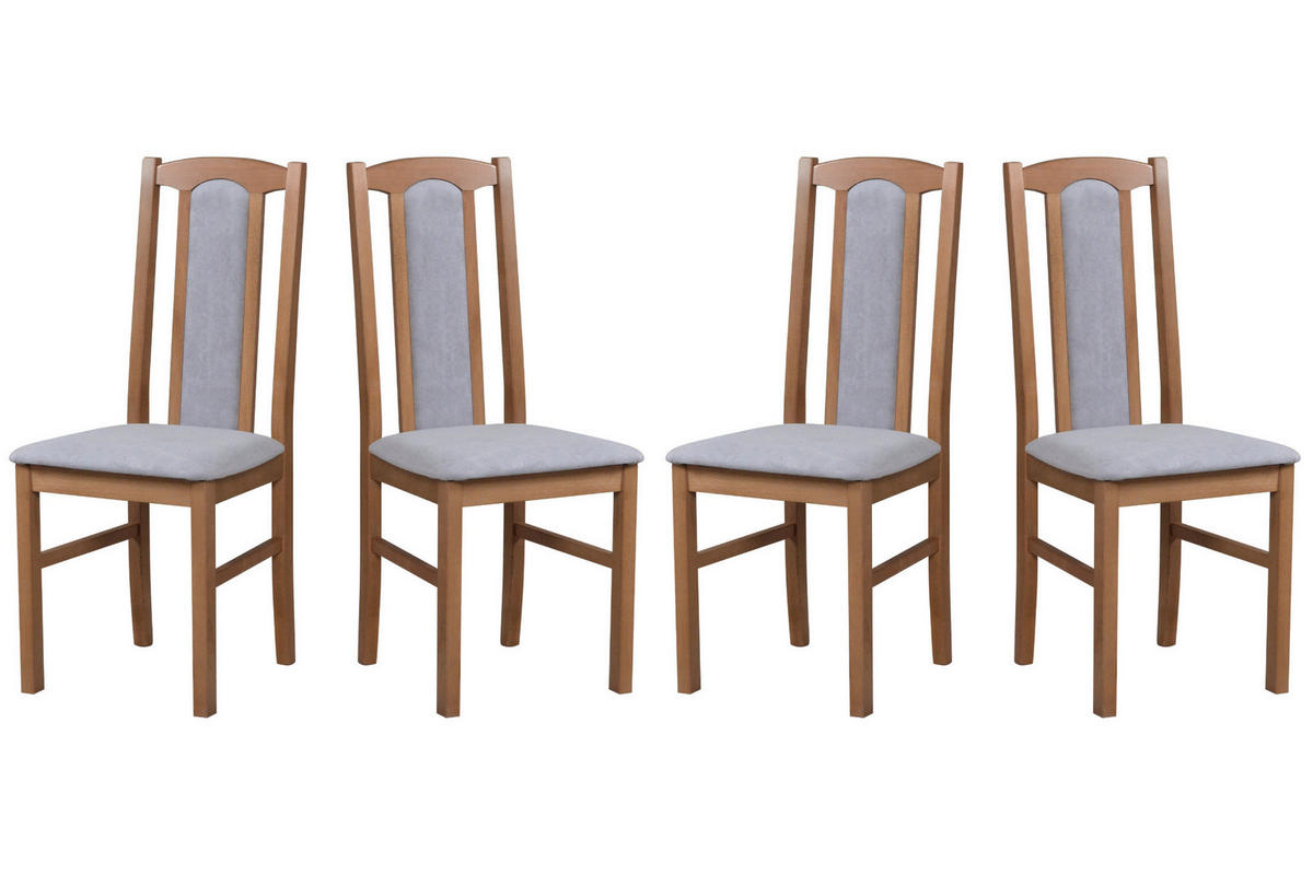 ESSZIMMERSTUHL - Set 4x BOS 7 hell nussbaum, soro 90 - Hellbraun/Cappuccino, Holz (43/96/40cm) - Leaf Design