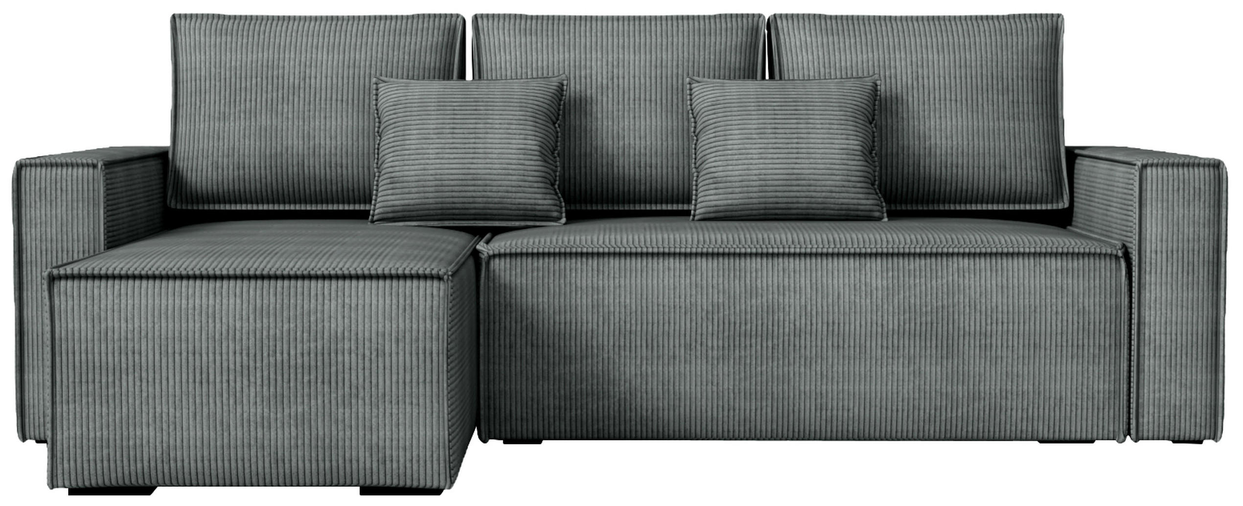 ECKSOFA Dexter mit Schlaffunktion Grau Cord - Grau, Textil (238/141cm) - Bromarkt