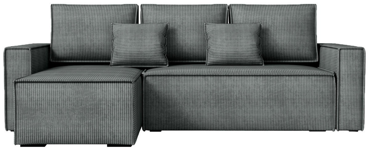 ECKSOFA Dexter mit Schlaffunktion Grau Cord - Grau, Textil (238/141cm) - Bromarkt
