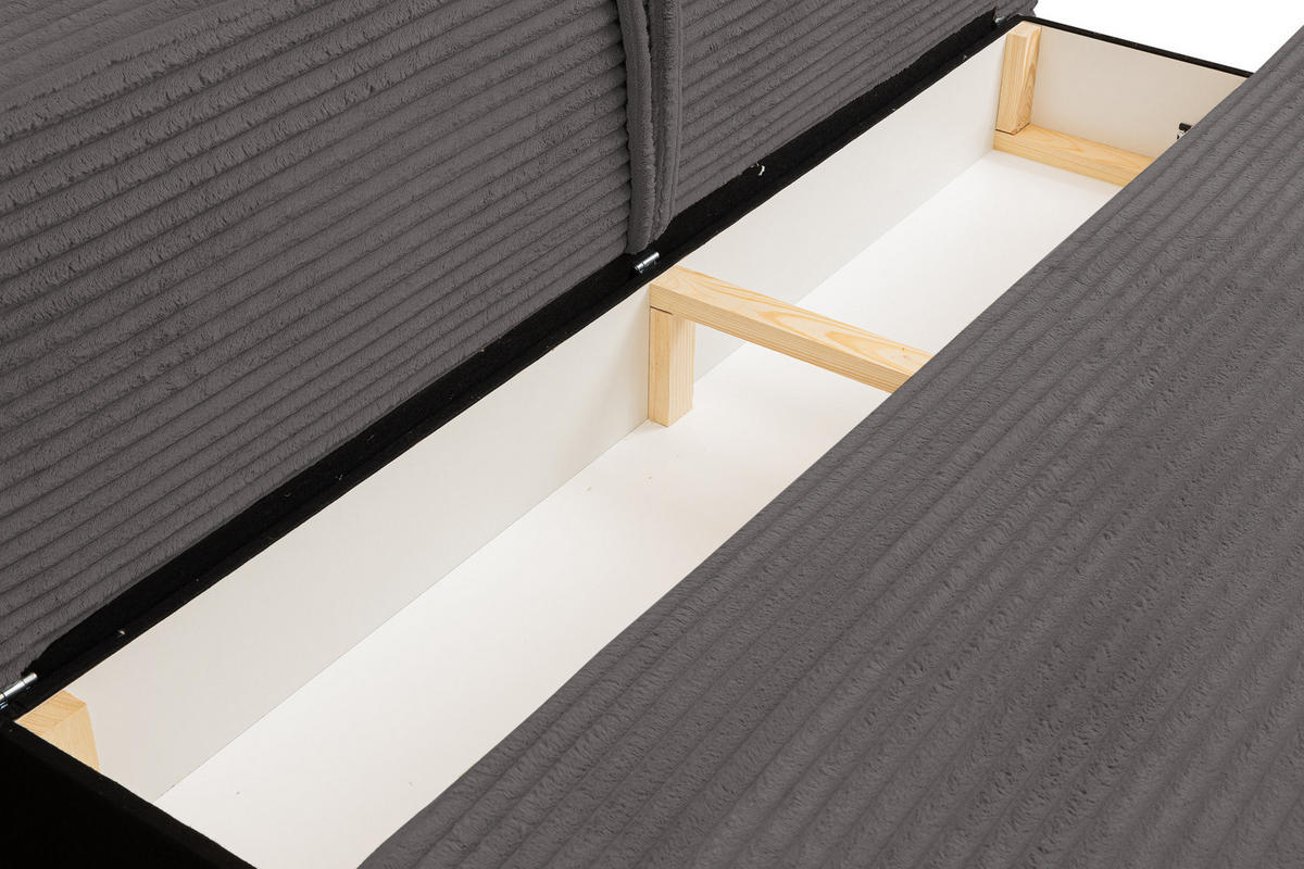 SCHLAFSOFA Etna mit Schlaffunktion und Bettkasten, Farbe: Grau, Cordstoff, Ottomane Unsiversal - Grau, Textil (205/80/90cm) - VENASI MÖBEL