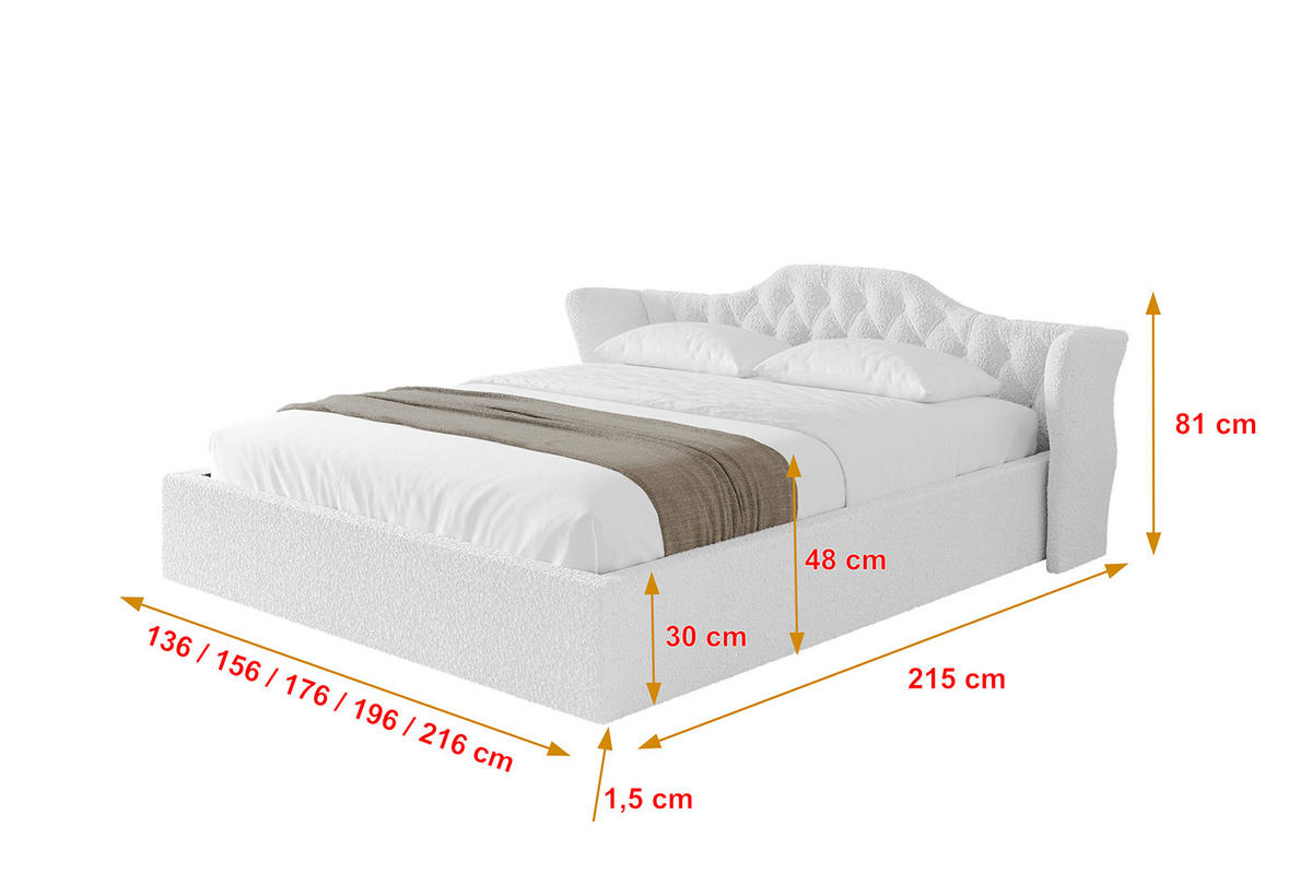 POLSTERBETT mit Bettkasten und Lattenrost, Boxbett ohne Matratze - ZORAN-V1 120x200 Weiß - Weiß, Holzwerkstoff/Textil (120/200cm) - ALTDECOR