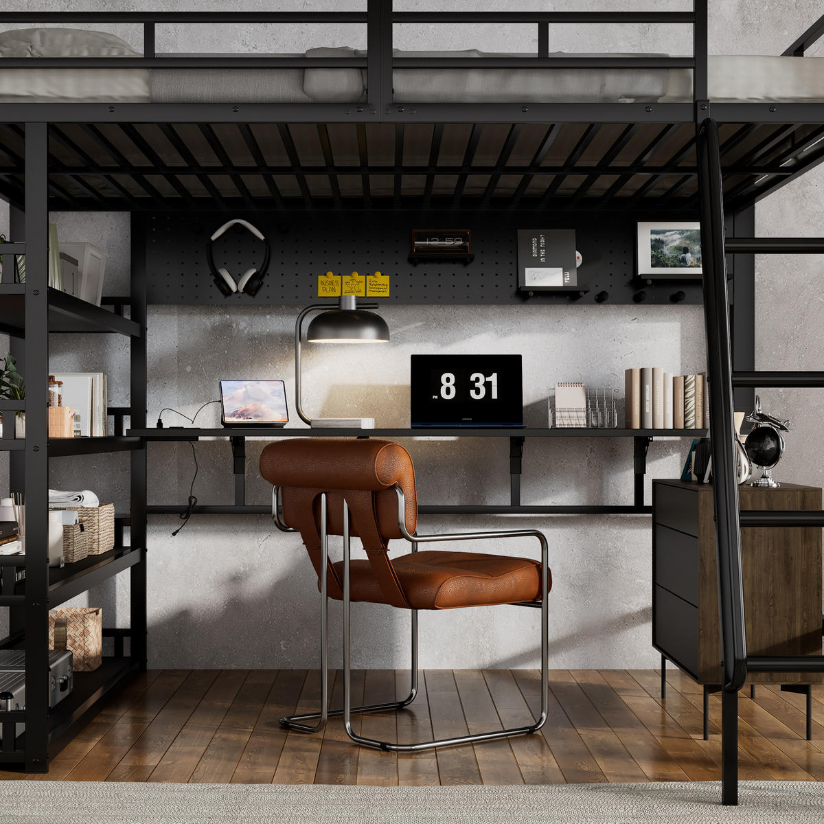 HOCHBETT Eisen Spanplatte 140/200 cm Schwarz - Schwarz, Holz/Metall - Raumix