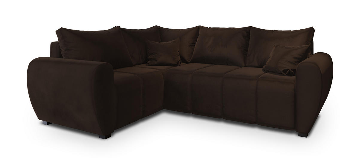 ROHOVÁ SEDAČKA MADISON hnědá - černá/hnědá, dřevo/textil (235/175cm) - MASSENO