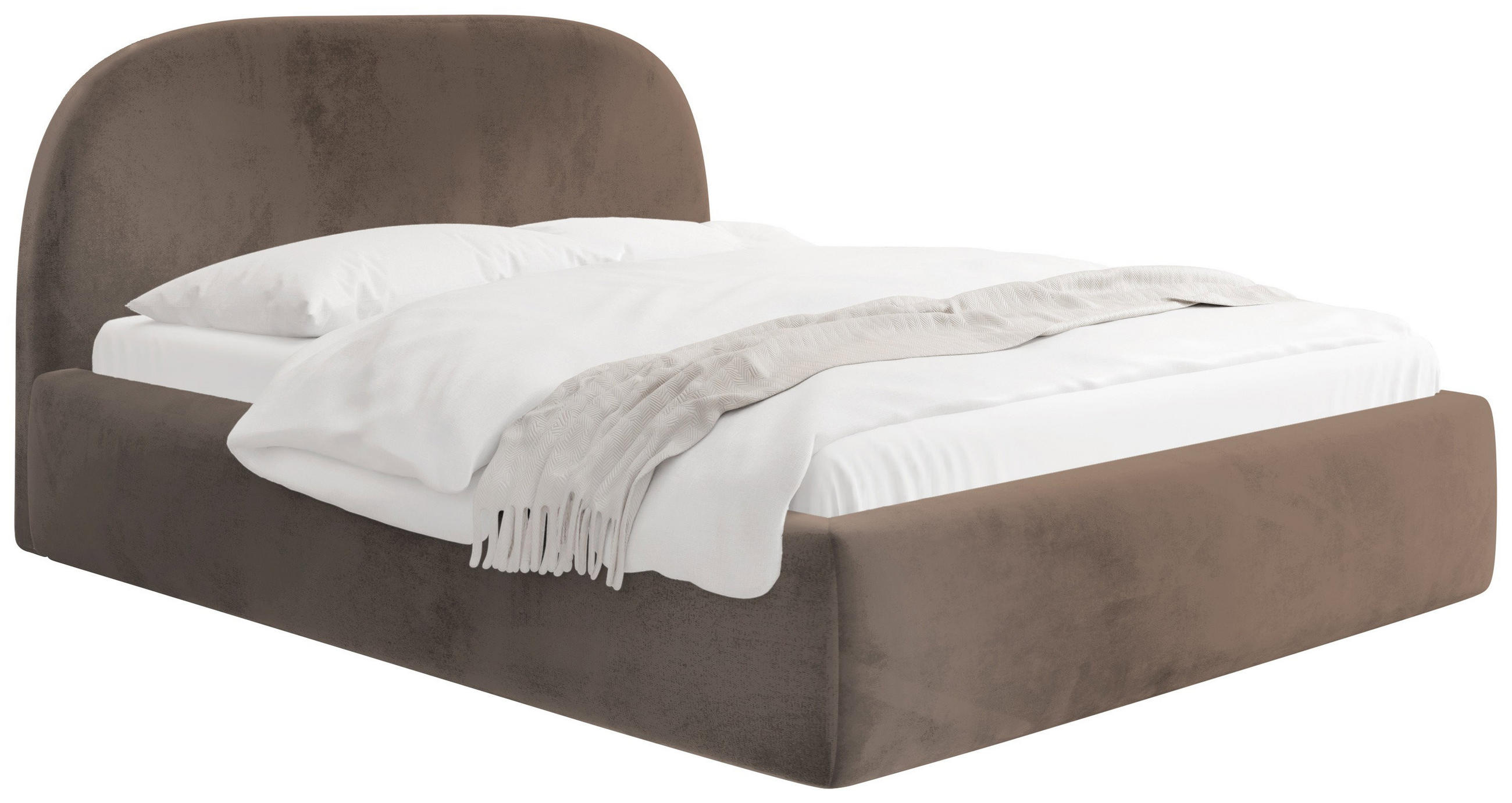 POLSTERBETT Puro mit Bettkasten, Braun Samt 120 x 200 cm – mit Metall-Lattenrost - Birkefarben/Schwarz, Kunststoff/Textil (120/200cm) - WFL GROUP