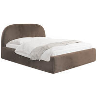 POLSTERBETT Puro mit Bettkasten, Braun Samt 120 x 200 cm – mit Metall-Lattenrost - Birkefarben/Schwarz, Kunststoff/Textil (120/200cm) - WFL GROUP