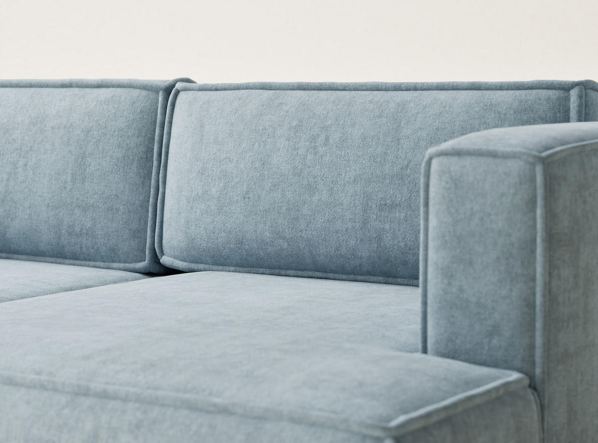 ECKSOFA MIT SCHLAFFUNKTION Velto Hellblau Webstoff - Schwarz/Hellblau, Holz/Holzwerkstoff (250/152cm) - Maison de Reve