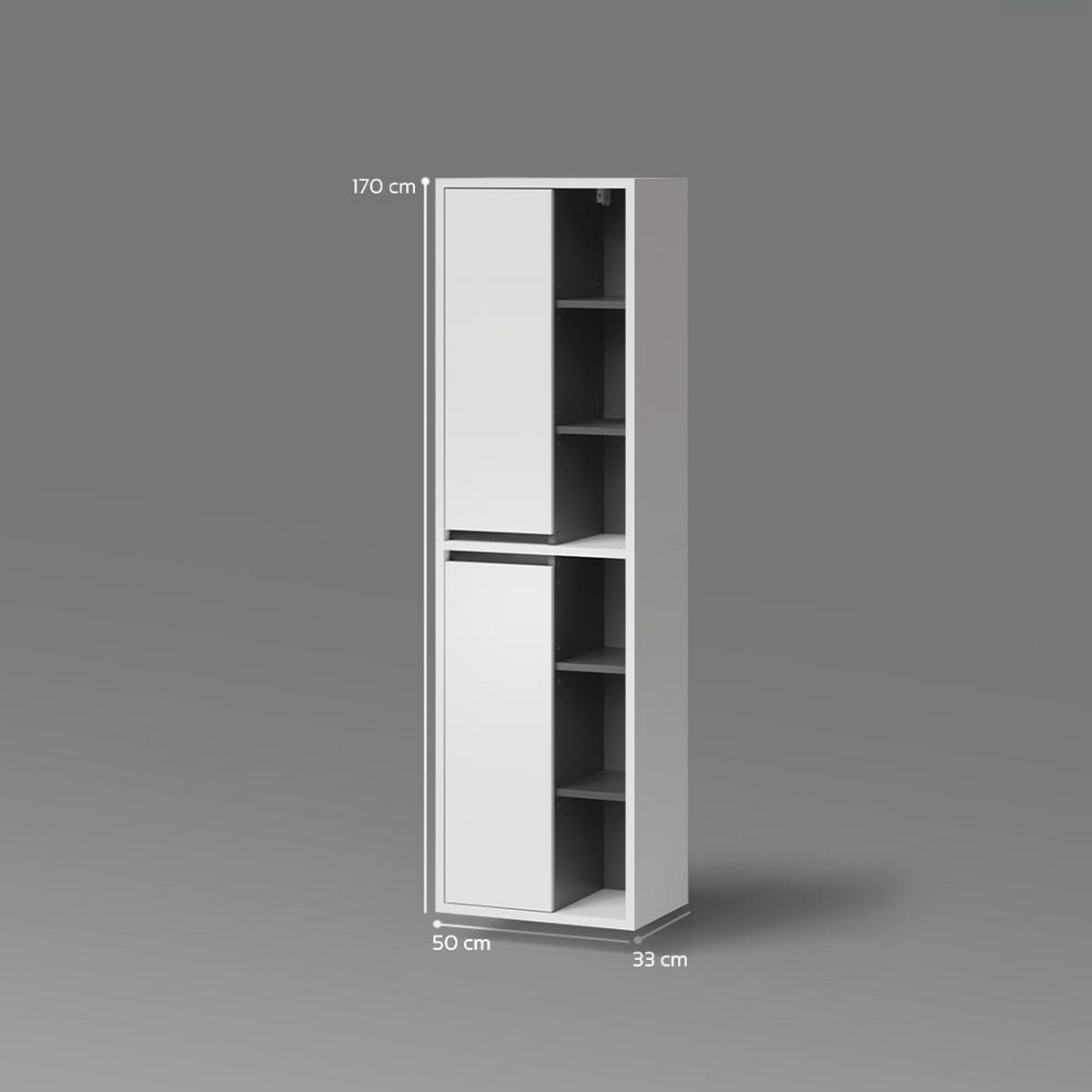 BADSCHRANK Vomano Weiß 50 x 170 cm - Anthrazit/Weiß, Holzwerkstoff (50/170/33cm) - Livinity®