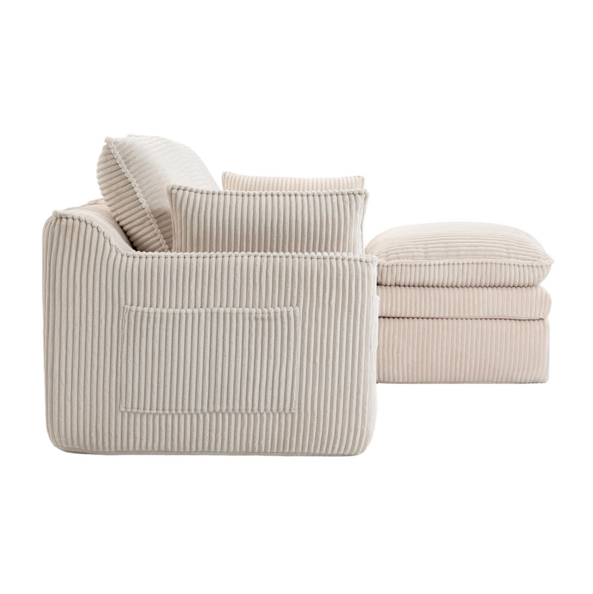 SOFA modular mit Hocker 263 x 167 cm Cord Beige - Beige, Kunststoff (167/263cm) - Meubliv