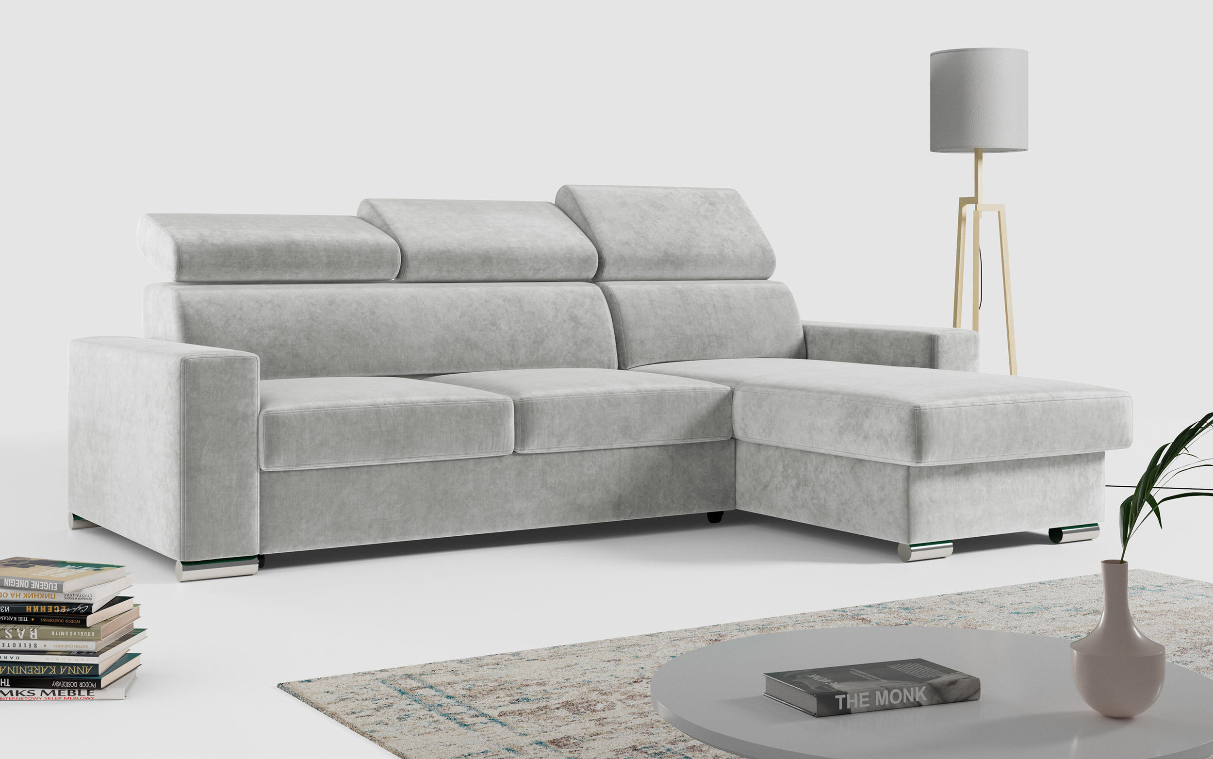 ECKSOFA FOX-L Hellgrau - Silberfarben/Hellgrau, Kunststoff/Textil (242/168cm) - MKS