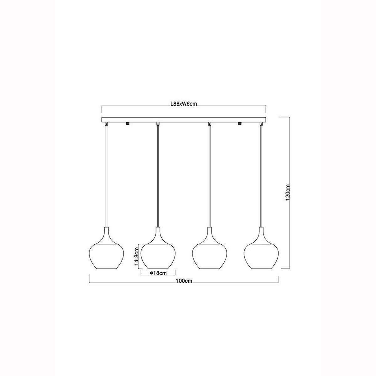 HÄNGELEUCHTE MAXY Metall schwarz Glas kupfer - Schwarz, Glas (100/18/120cm) - Globo Lighting