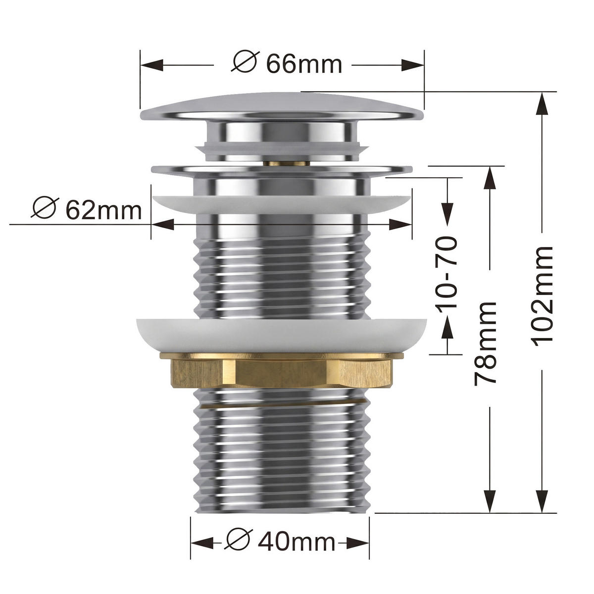 CLICK-CLACK-ABLAUFVENTIL Chrom - Chromfarben/Silberfarben, Metall (6.6/10.2/10.2cm) - Akord