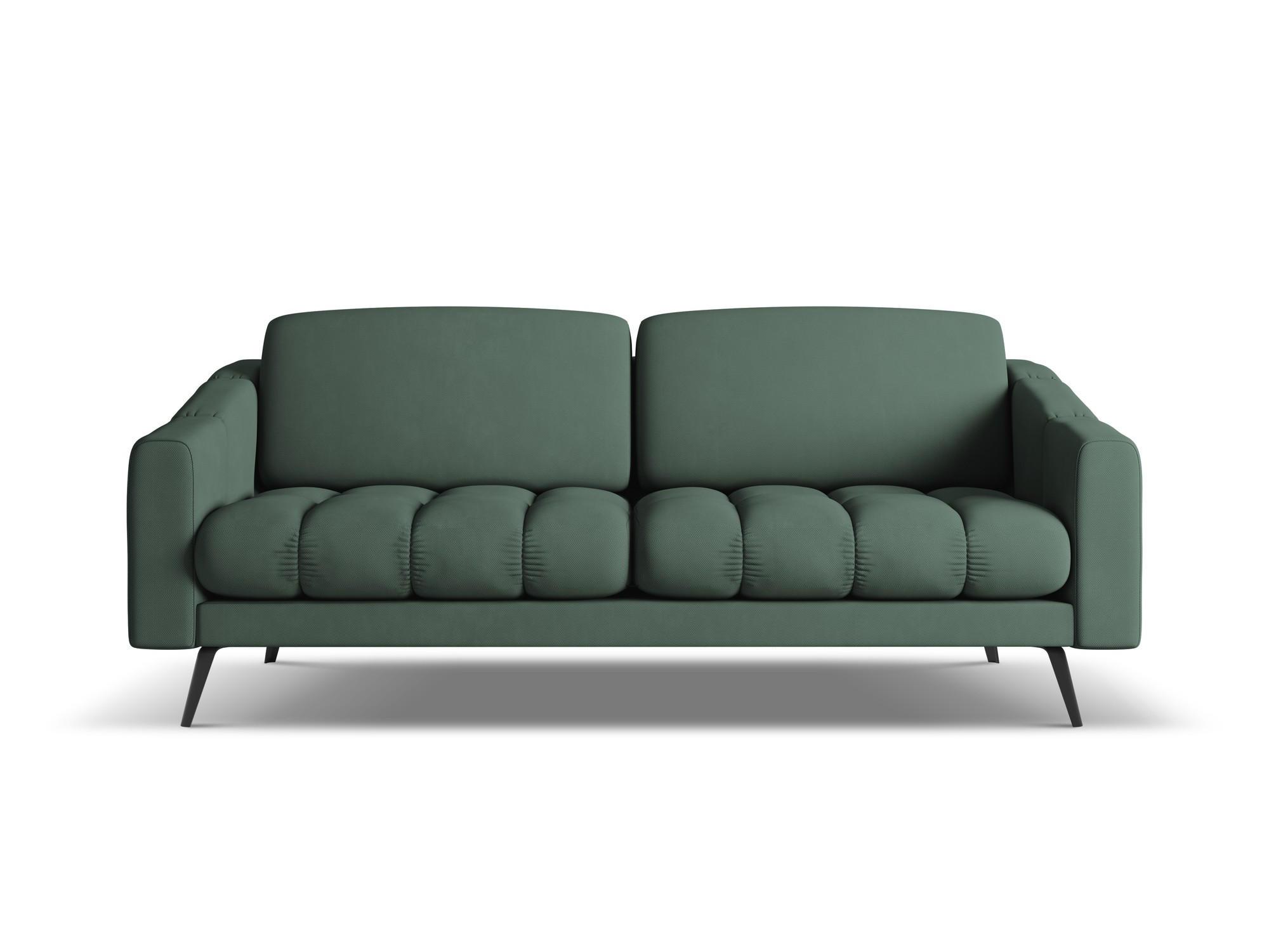 3-SITZER SOFA Chenille Stoff Grün - Schwarz/Grün, Textil/Metall (202/80/95cm) - Makamii