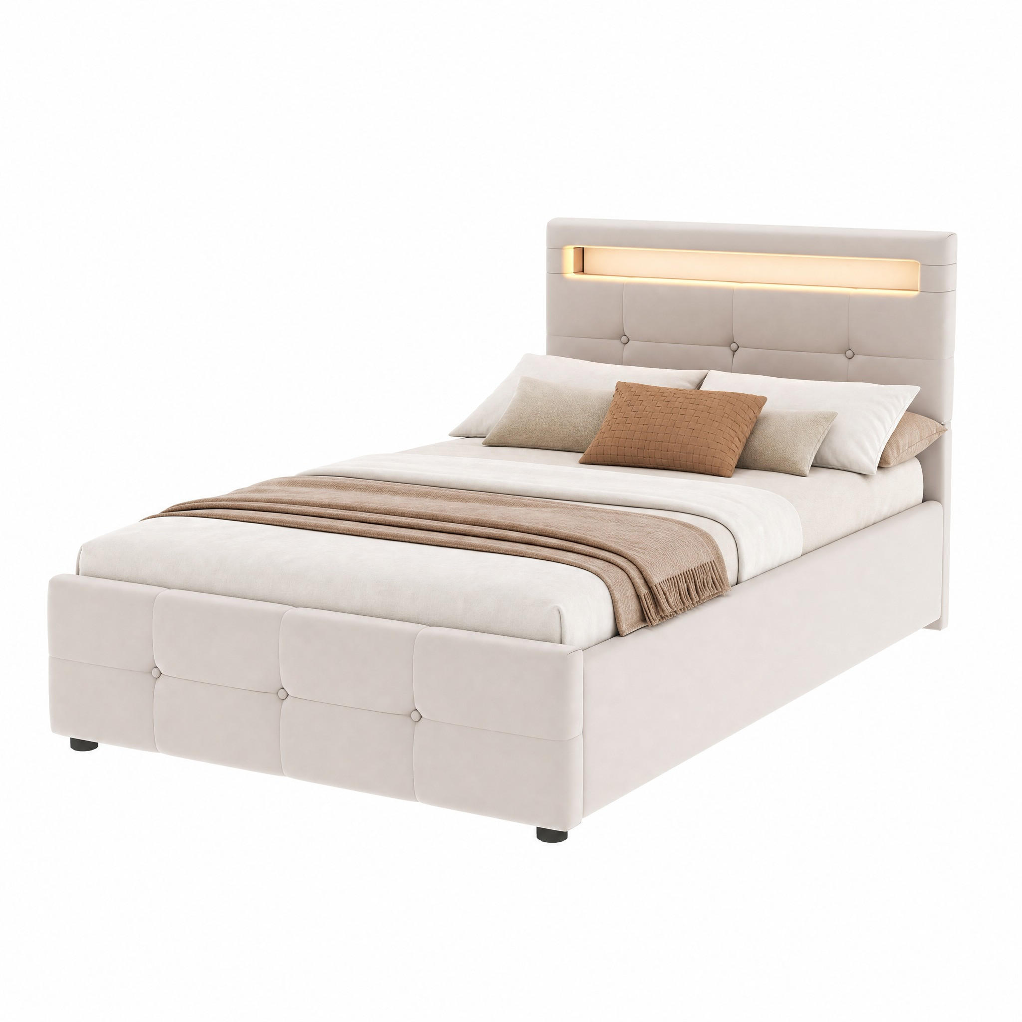 Beauniv Polsterbett Beige 90x200 cm
