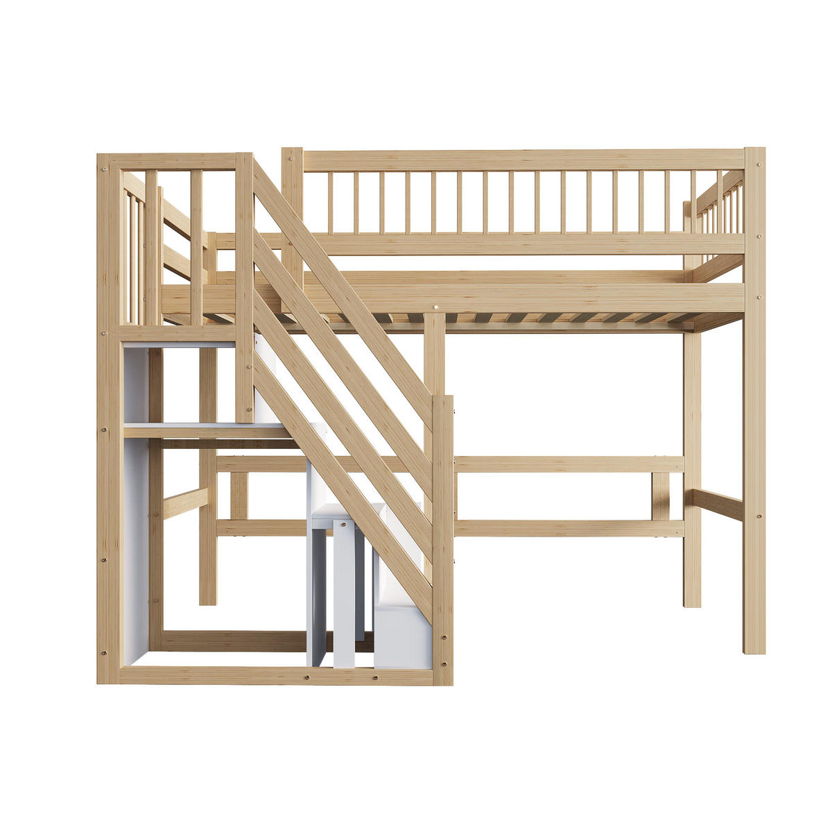 HOCHBETT 90/200 cm in Natur mit Aufbewahrungstreppe aus Holz - Naturfarben, Holzwerkstoff (90/200cm) - Flora Grace