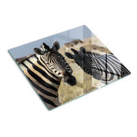 GLASPLATTE 60x52 cm Zwei Zebras - Dunkelgrau/Weiß, Glas (60/0.4/52cm) - TULUP