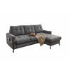 ECKSOFA mit Schlaffunktion und Bettkasten, Luxus-Mikrofaser - Dunkelgrau/Schwarz, Textil/Metall (150/230cm) - myHomelando