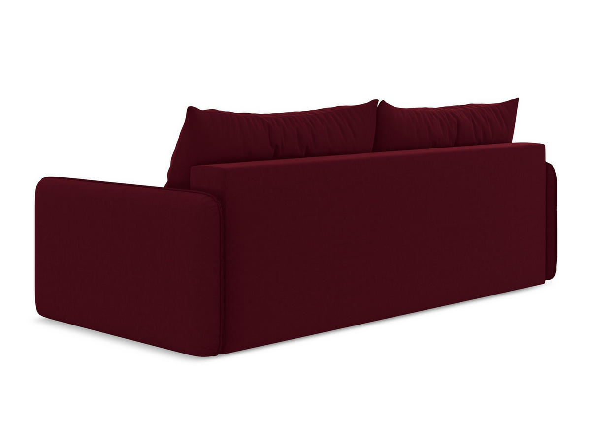 3-SITZER SOFA mit Schlaffunktion Samt Stoff Rot - Bordeaux/Rot, Kunststoff/Textil (216/86/105cm) - Makamii
