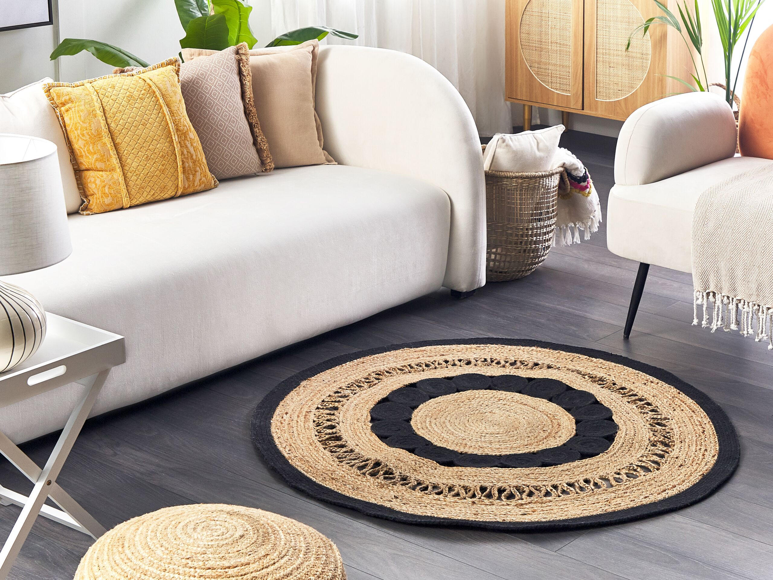 TEPPICH geflochten Yozgat 120/120 cm - Beige, Naturmaterialien (120/120cm) - Beliani