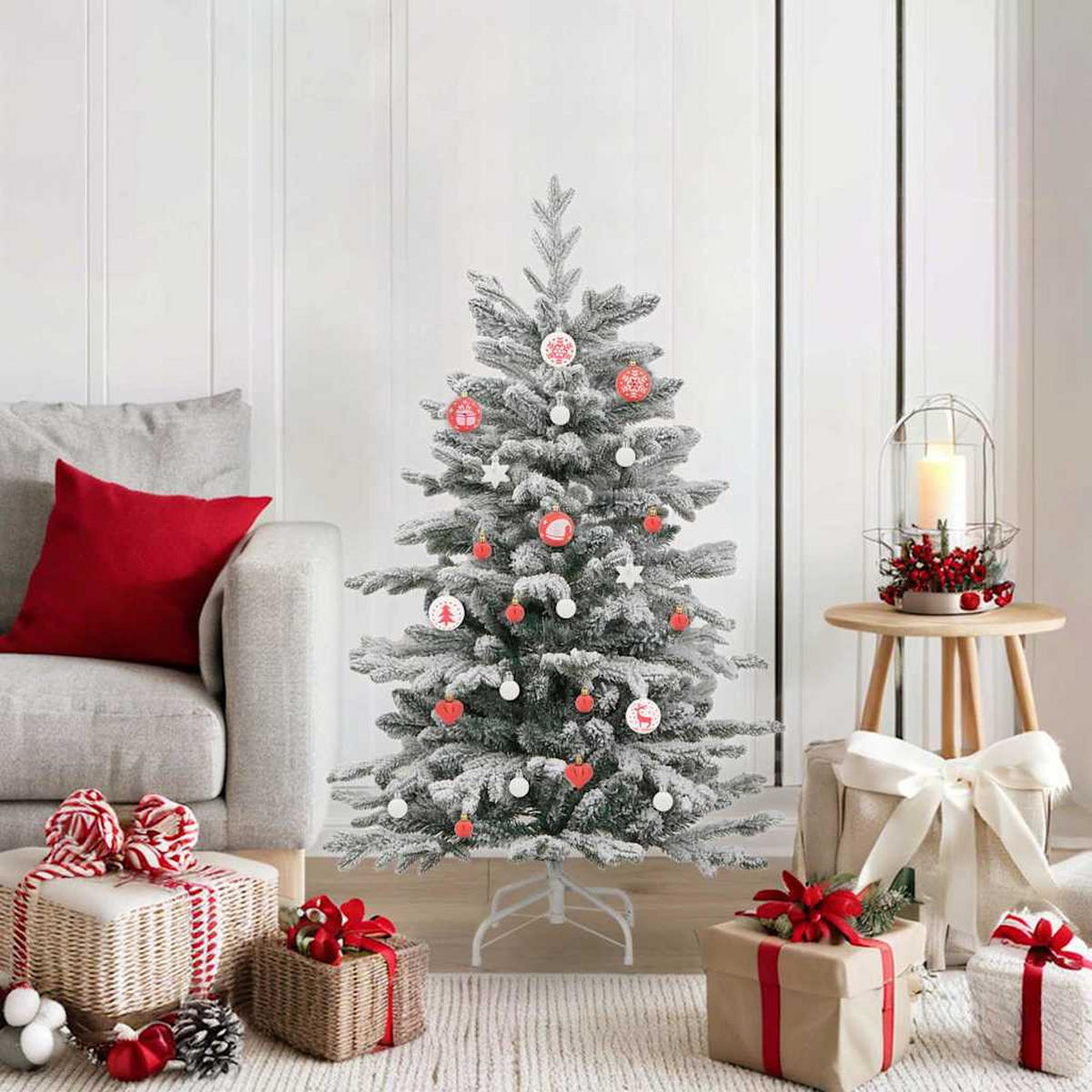 WEIHNACHTSKUGEL-SET 40 -teilig 6/6/6 cm Rot Kunststoff - Rot, Kunststoff (6/6/6cm) - vidaXL