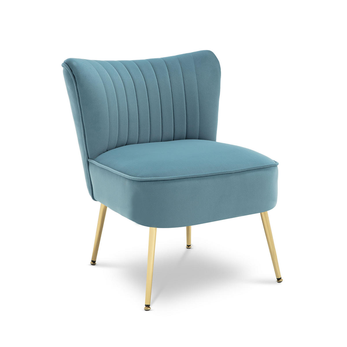COCKTAILSESSEL 2er-Set Judith aus blaugrauem Samt - Goldfarben/Blaugrau, Holz/Textil (53.5/72/67.5cm) - Sicaan