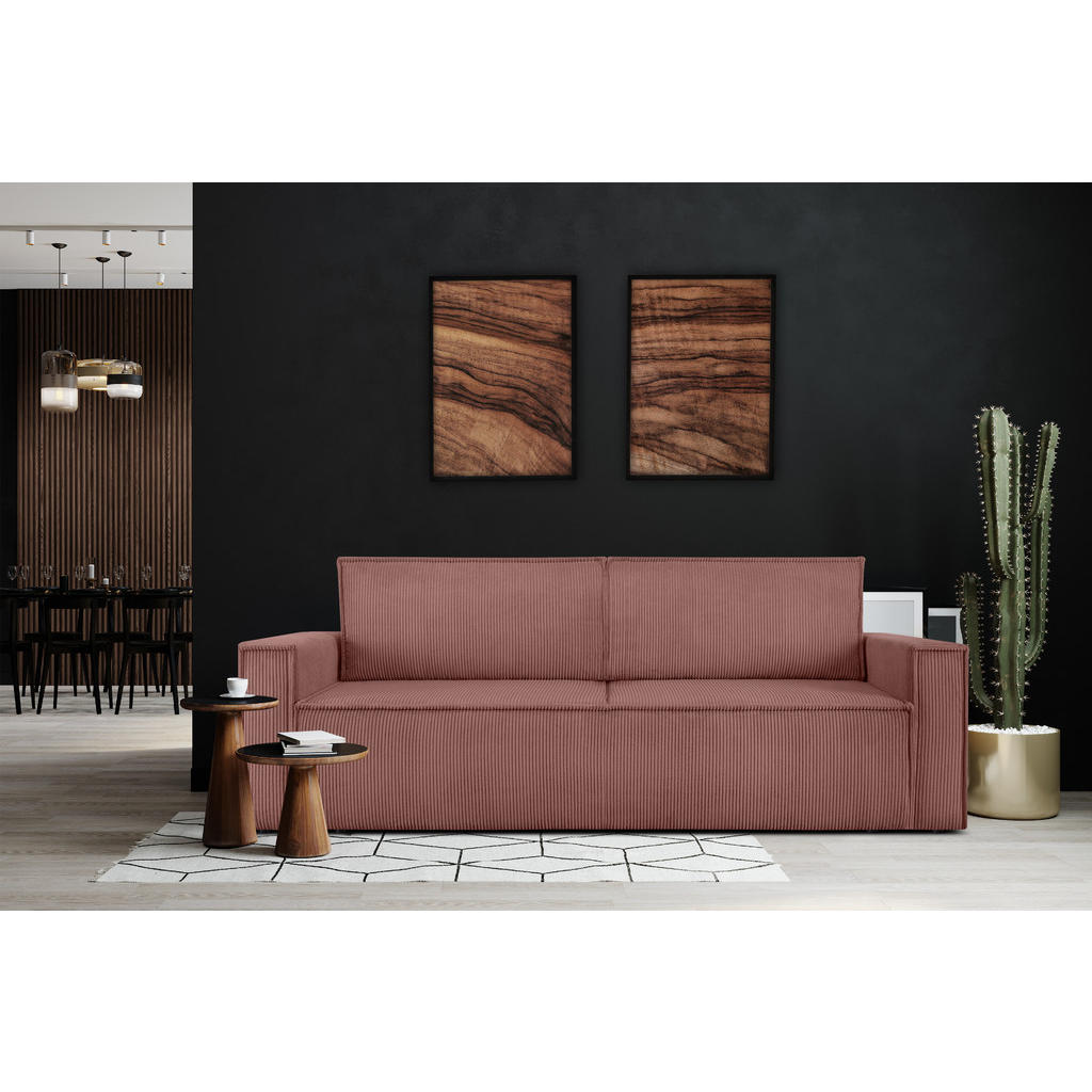 Thumbnail - Konsimo® Schlafsofa, Pink, Textil, 228x89x101 cm, FSC 100%, Hergestellt in Europa, Wohnzimmer, Sofas & Couches, Schlafso...