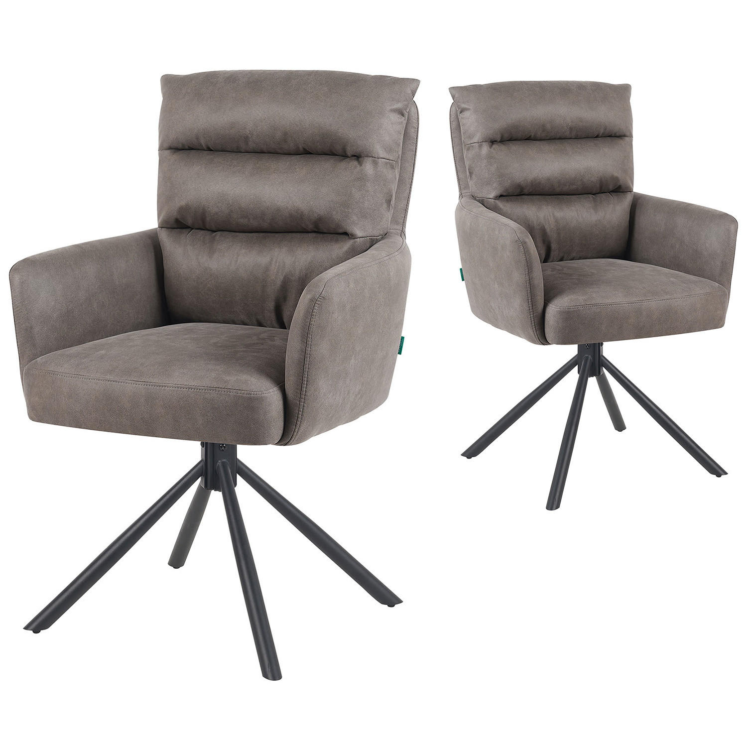 ARMLEHNSTUHL Mika-Jana 2er-Set - Taupe/Schwarz, Textil/Metall (59/94/66cm) - DUBI Möbel